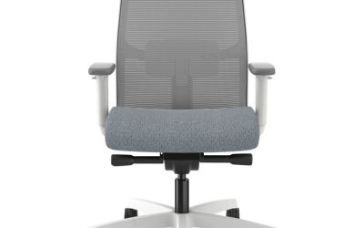 Ignition 2.0 4-Way Stretch Mid-Back Mesh Task Chair, 17″ to 21″ Seat Height, Basalt Seat, Fog Back, Designer White Base