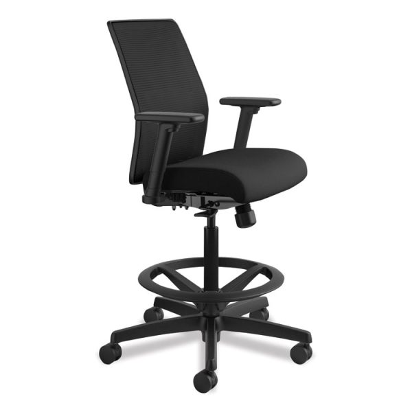 Ignition 2.0 Ilira-Stretch Mesh Back Task Stool, Supports Up To 300 Lb, 23" To 32" Seat Height, Black - Image 2