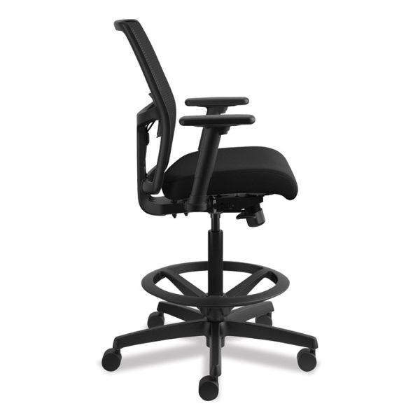 Ignition 2.0 Ilira-Stretch Mesh Back Task Stool, Supports Up To 300 Lb, 23" To 32" Seat Height, Black - Image 3