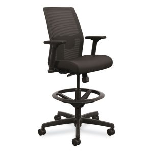 Ignition 2.0 Ilira-Stretch Mesh Back Task Stool, Supports Up To 300 Lb, 23" To 32" Seat Height, Black
