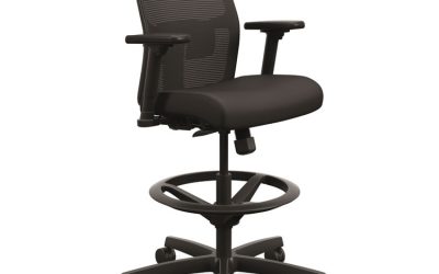 Ignition 2.0 Ilira-Stretch Mesh Back Task Stool, Supports Up To 300 Lb, 23″ To 32″ Seat Height, Black