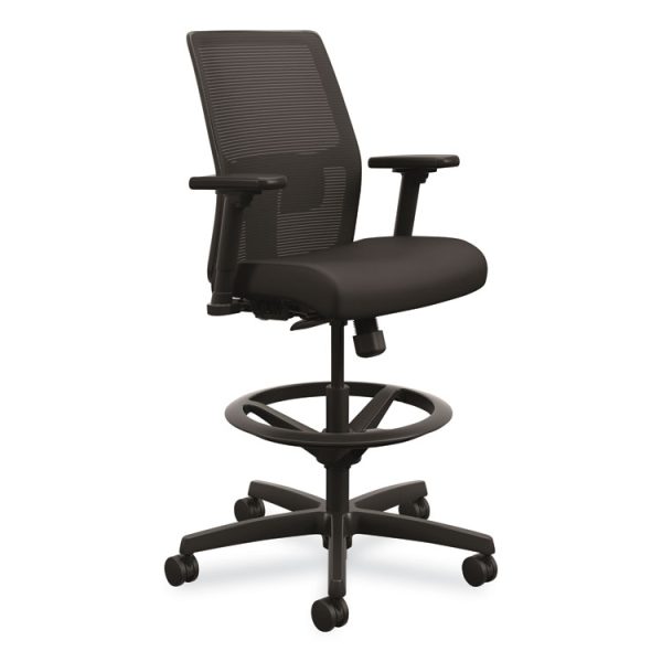 Ignition 2.0 Ilira-Stretch Mesh Back Task Stool, Supports Up To 300 Lb, 23" To 32" Seat Height, Black
