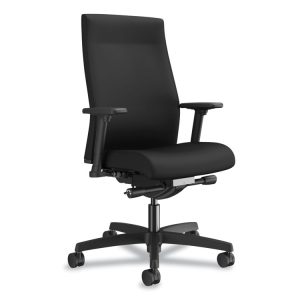 Ignition 2.0 Upholstered Mid-Back Task Chair With Lumbar, Supports Up To 300 Lb, 17" To 22" Seat Height, Black