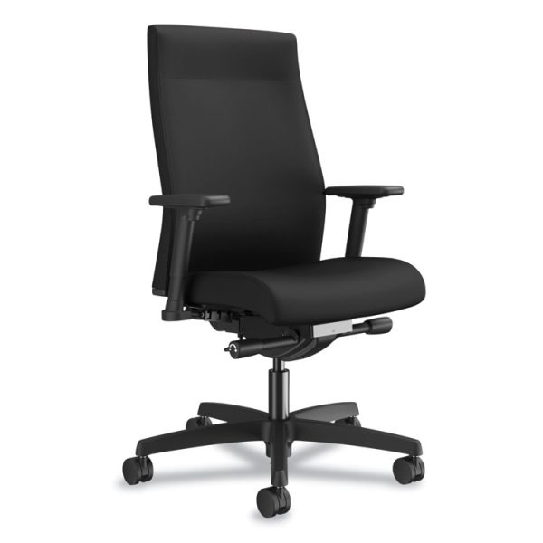 Ignition 2.0 Upholstered Mid-Back Task Chair With Lumbar, Supports Up To 300 Lb, 17" To 22" Seat Height, Black