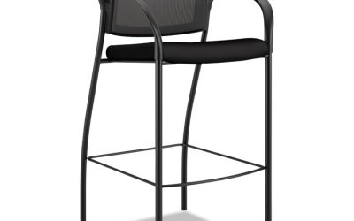 Ignition 2.0 Ilira-Stretch Mesh Back Cafe Height Stool, Supports Up to 300 lb, 31″ High Seat, Black Seat/Back, Black Base