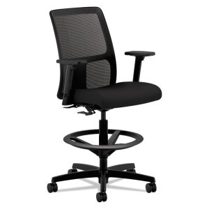 Ignition Series Mesh Low-Back Task Stool, Supports Up To 300 Lb, 24" To 33" Seat Height, Black