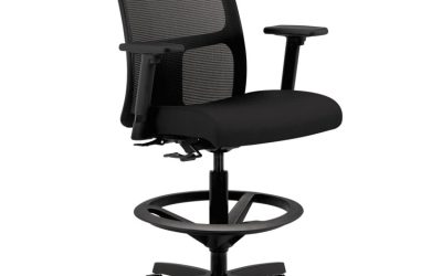 Ignition Series Mesh Low-Back Task Stool, Supports Up To 300 Lb, 24″ To 33″ Seat Height, Black