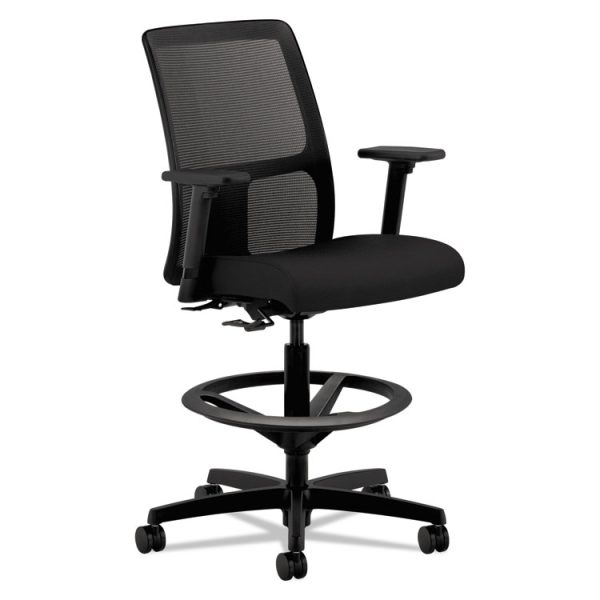 Ignition Series Mesh Low-Back Task Stool, Supports Up To 300 Lb, 24" To 33" Seat Height, Black