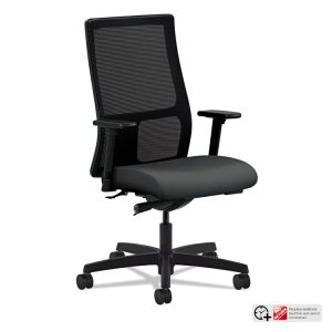 Ignition Series Mesh Mid-Back Work Chair, Supports Up To 300 Lb, 17.5" To 22" Seat Height, Iron Ore Seat, Black Back/base