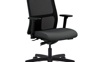 Ignition Series Mesh Mid-Back Work Chair, Supports Up To 300 Lb, 17.5″ To 22″ Seat Height, Iron Ore Seat, Black Back/base
