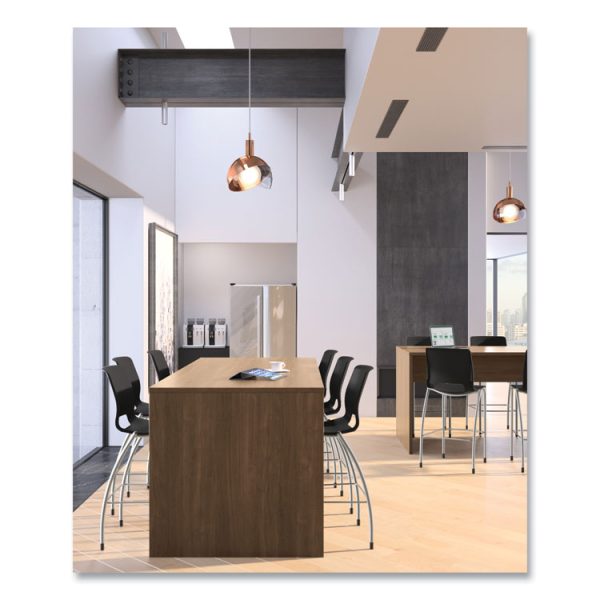 Motivate Four-Leg Cafe Height Stool, Supports Up to 300 lb, 30" Seat Height, Onyx Seat, Onyx Back, Platinum Base - Image 2