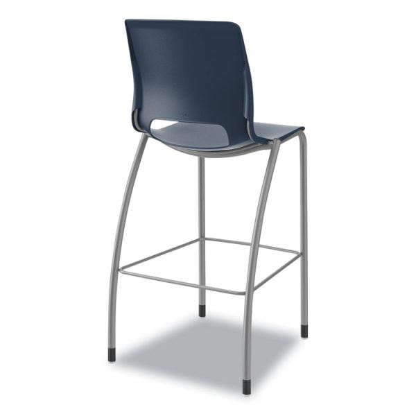 Motivate Four-Leg Cafe Height Stool, Supports Up to 300 lb, 30" Seat Height, Regatta Seat, Regatta Back, Platinum Base - Image 3