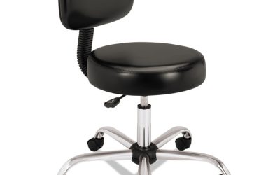 Adjustable Task/lab Stool, Supports Up To 250 Lb, 17.25″ To 22″ Seat Height, Black Seat/back, Steel Base