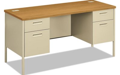 Metro Series Kneespace Credenza, 60w X 24d X 29.5h, Harvest/putty