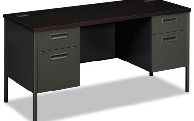 Metro Series Kneespace Credenza, 60w X 24d X 29.5h, Mahogany/charcoal
