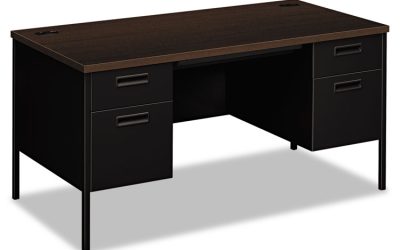 Metro Classic Series Double Pedestal Desk, Flush Panel, 60″ X 30″ X 29.5″, Mocha/black
