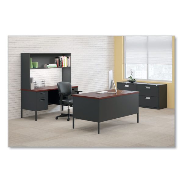 Metro Classic Series Double Pedestal Desk, Flush Panel, 60" X 30" X 29.5", Mahogany/charcoal - Image 2