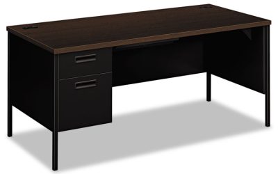 Metro Classic Series Left Pedestal “l” Workstation Desk, 66″ X 30″ X 29.5″, Mocha/black