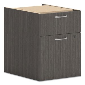 Mod Hanging Pedestal, Left Or Right, 2-Drawers: Box/file, Legal/letter, Slate Teak, 15" X 20" X 20"