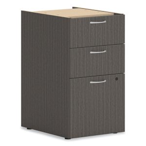 Mod Support Pedestal, Left Or Right, 3-Drawers: Box/box/file, Legal/letter, Slate Teak, 15" X 20" X 28"