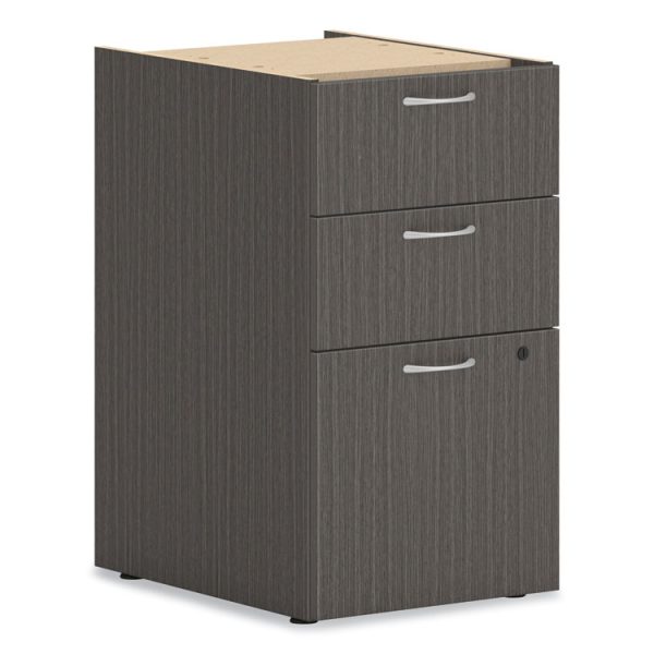 Mod Support Pedestal, Left Or Right, 3-Drawers: Box/box/file, Legal/letter, Slate Teak, 15" X 20" X 28"