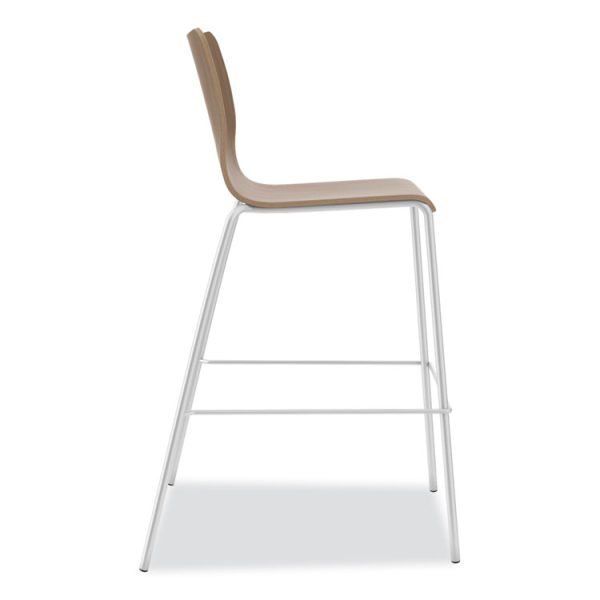 Ruck Laminate Task Stool, Supports up to 300 lb, 30" Seat Height, Pinnacle Seat/Base, Silver Frame - Image 2