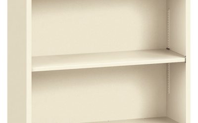 Metal Bookcase, Two-Shelf, 34.5w x 12.63d x 29h, Putty