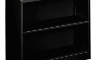 Metal Bookcase, Two-Shelf, 34.5w x 12.63d x 29h, Black