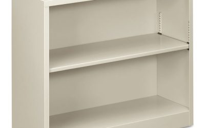 Metal Bookcase, Two-Shelf, 34.5w x 12.63d x 29h, Light Gray