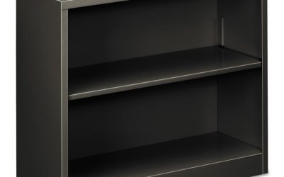 Metal Bookcase, Two-Shelf, 34.5w x 12.63d x 29h, Charcoal