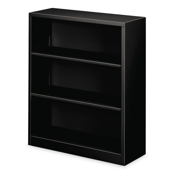 Metal Bookcase, Three-Shelf, 34.5w x 12.63d x 41h, Black - Image 2