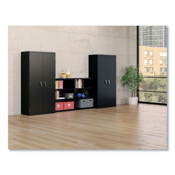 Metal Bookcase, Three-Shelf, 34.5w x 12.63d x 41h, Black - Image 5