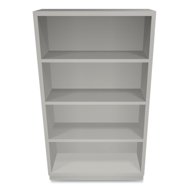 Metal Bookcase, Four-Shelf, 34.5w x 12.63d x 59h, Light Gray - Image 2