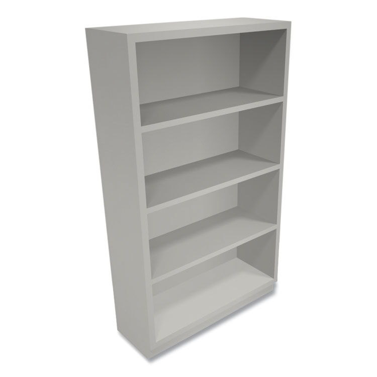 Metal Bookcase, Four-Shelf, 34.5w x 12.63d x 59h, Light Gray - Image 3