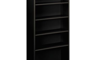 Metal Bookcase, Five-Shelf, 34.5w x 12.63w x 71h, Black