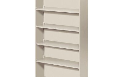 Metal Bookcase, Five-Shelf, 34.5w x 12.63d x 71h, Light Gray