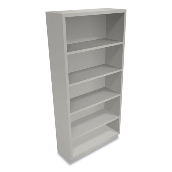Metal Bookcase, Five-Shelf, 34.5w x 12.63d x 71h, Light Gray - Image 3