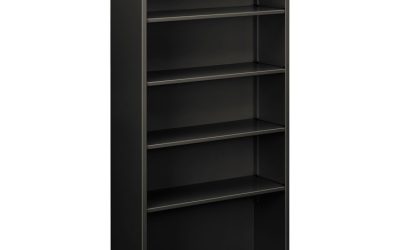 Metal Bookcase, Five-Shelf, 34.5w x 12.63d x 71h, Charcoal