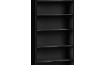 Metal Bookcase, Six-Shelf, 34.5w x 12.63d x 81.13h, Black