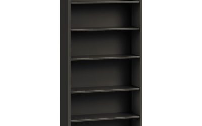 Metal Bookcase, Six-Shelf, 34.5w x 12.63d x 81.13h, Charcoal