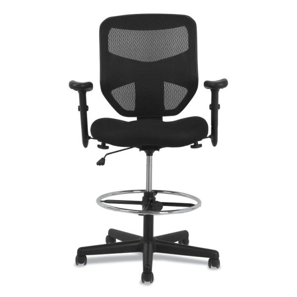 Prominent High-Back Task Stool, Supports Up To 250 Lb, 21" To 28.1" Seat Height, Black - Image 2
