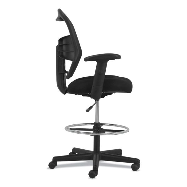 Prominent High-Back Task Stool, Supports Up To 250 Lb, 21" To 28.1" Seat Height, Black - Image 3