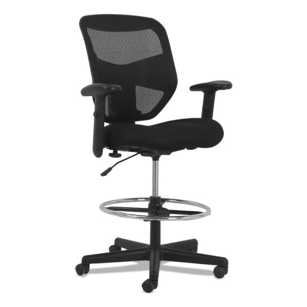 Prominent High-Back Task Stool, Supports Up To 250 Lb, 21" To 28.1" Seat Height, Black