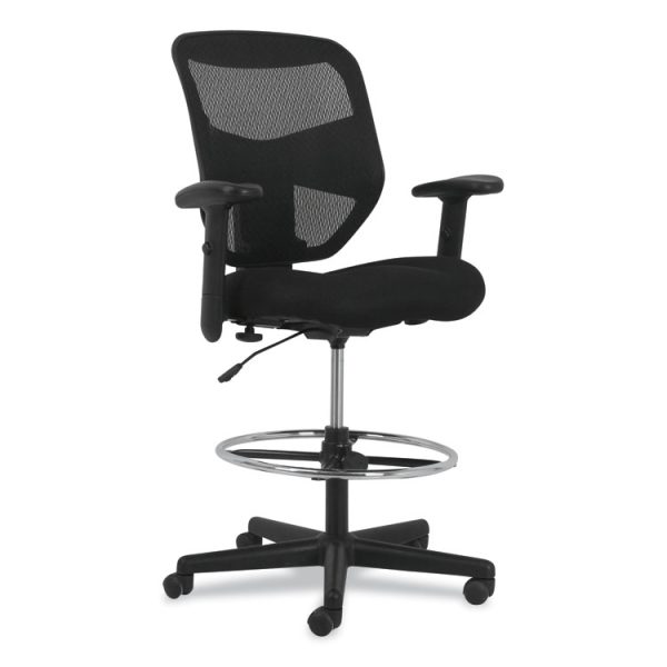Prominent High-Back Task Stool, Supports Up To 250 Lb, 21" To 28.1" Seat Height, Black - Image 7