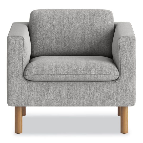 Parkwyn Series Club Chair, 33" x 26.75" x 29", Gray Seat, Gray Back, Oak Base - Image 2