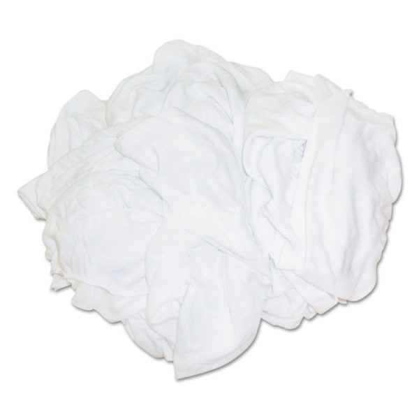 New Bleached White T-Shirt Rags, Multi-Fabric, 25 Lb Polybag