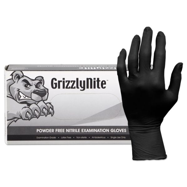 ProWorks GrizzlyNite Nitrile Gloves, Black, Medium, 1,000/Carton