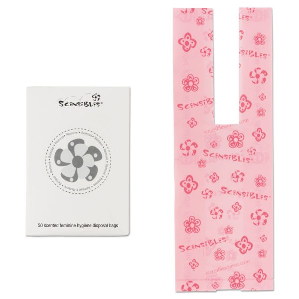 Scensibles Personal Disposal Bags, 3.38" x 9.75", Pink, 50 Bags/Box, 24 Boxes/Carton - Image 2