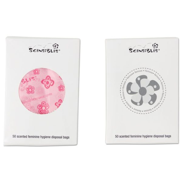 Scensibles Personal Disposal Bags, 3.38" x 9.75", Pink, 50 Bags/Box, 24 Boxes/Carton