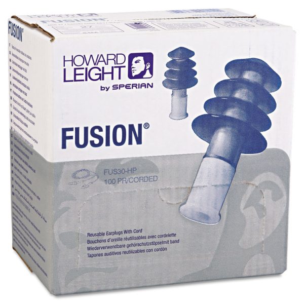 Fus30 Hp Fusion Multiple-Use Earplugs, Reg, 27nrr, Corded, Be/we, 100 Pairs - Image 2